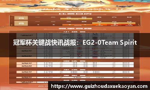 冠军杯关键战快讯战报：EG2-0Team Spirit