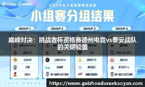 巅峰对决：挑战者杯资格赛德州电竞vs泰安战队的关键较量